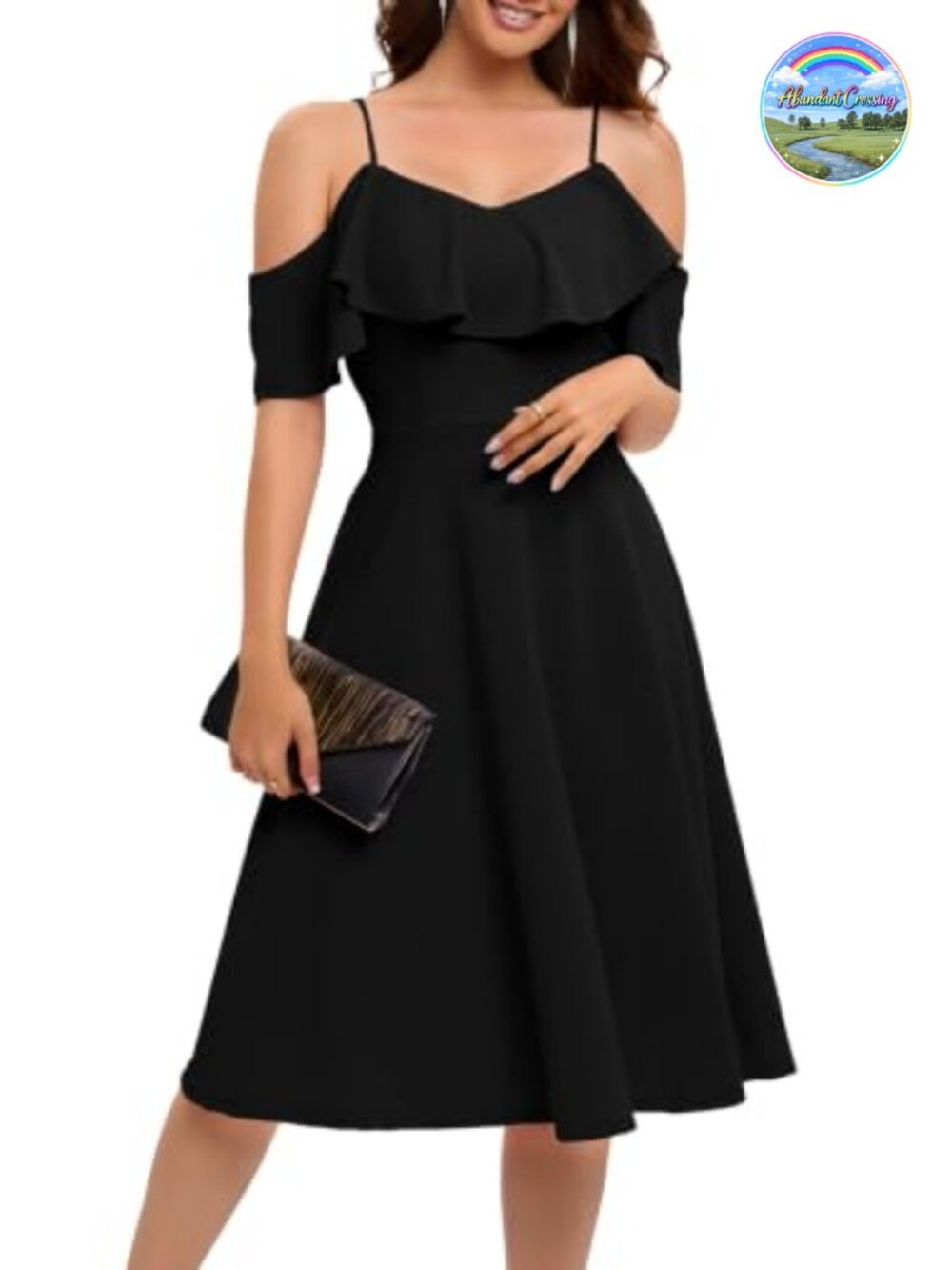 Bbonlinedress Off Shoulder Cocktail Dress Midi A-Line Spaghetti Strap